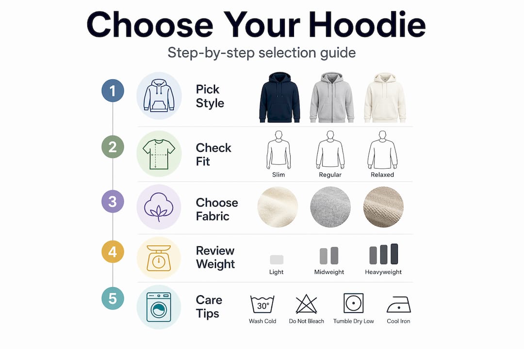 Infographic five-step hoodie selection guide
