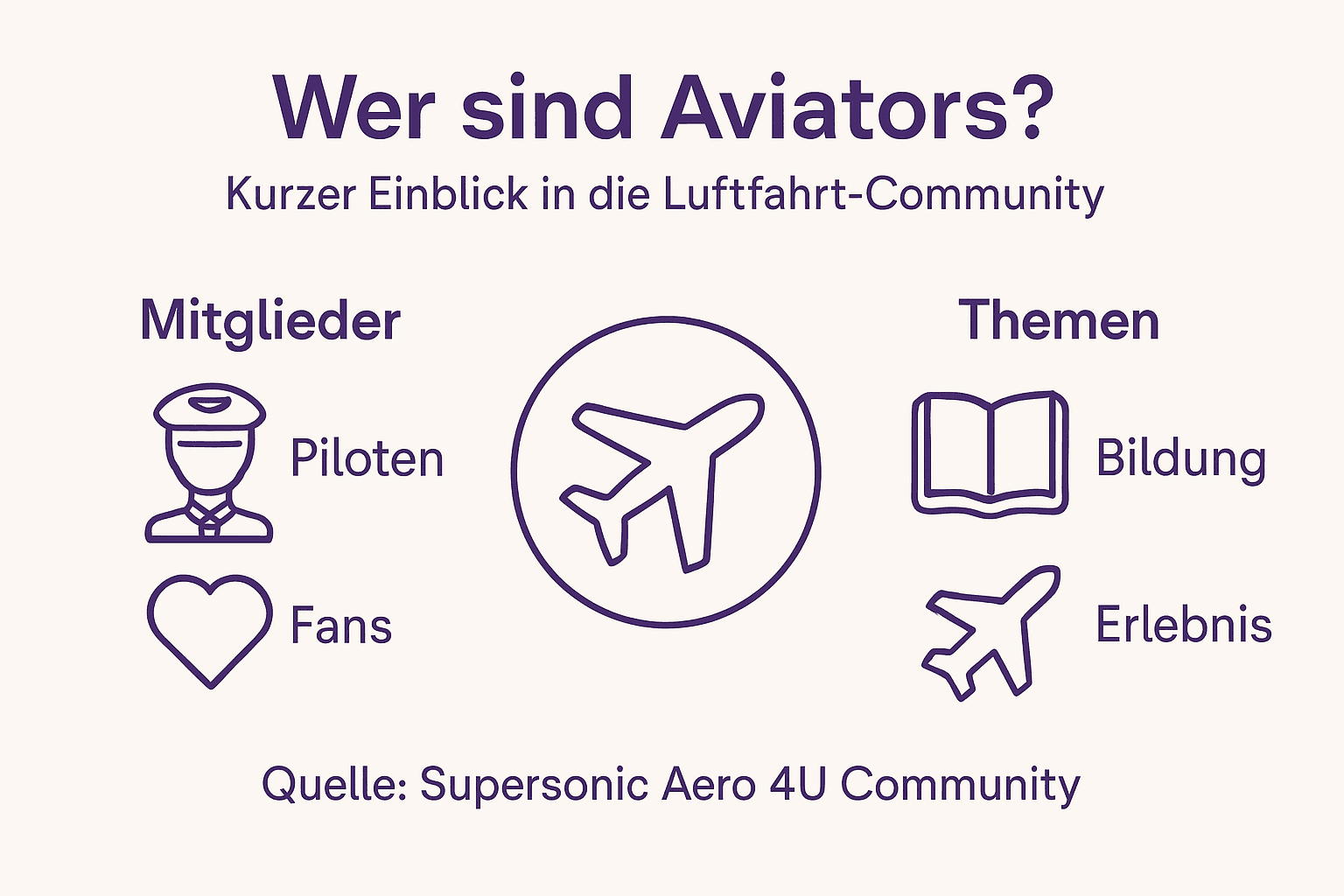 Die Infografik gibt einen Überblick über die Luftfahrt-Community und relevante Themenbereiche.