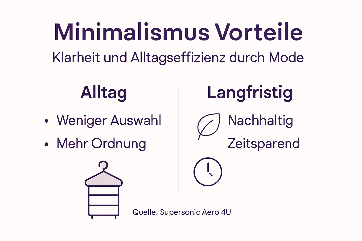 In dieser Infografik werden die Vorteile eines minimalistischen Lebensstils im Alltag anschaulich dargestellt.