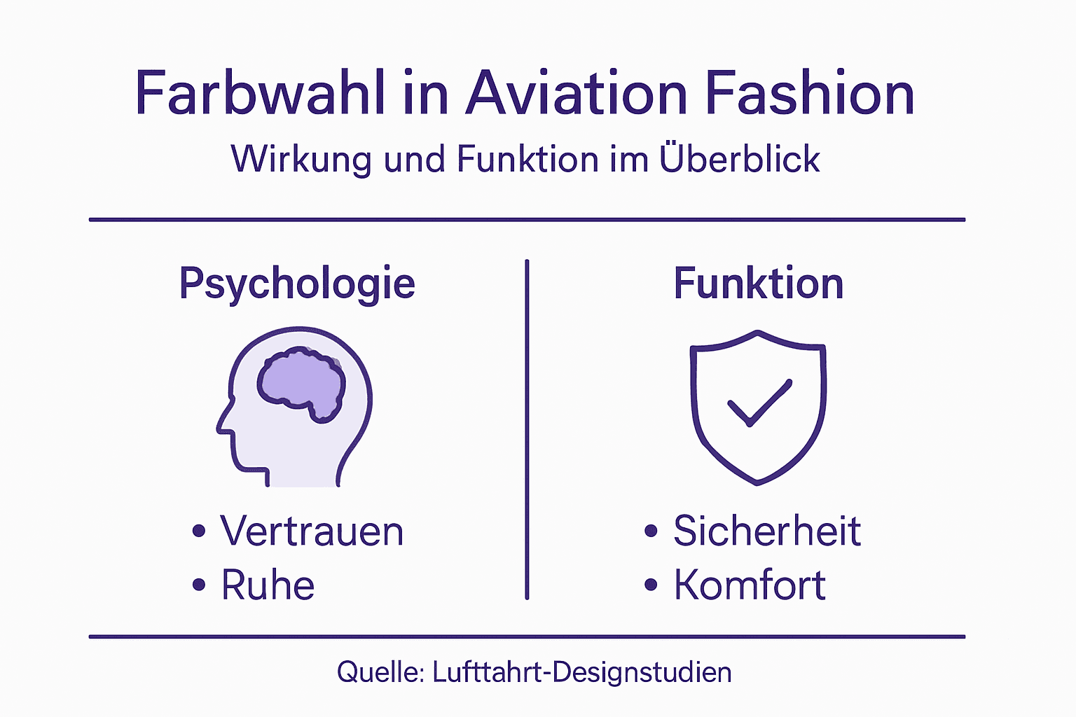 Infografik: Farbpsychologie und Funktionalität in der Modewelt der Luftfahrt