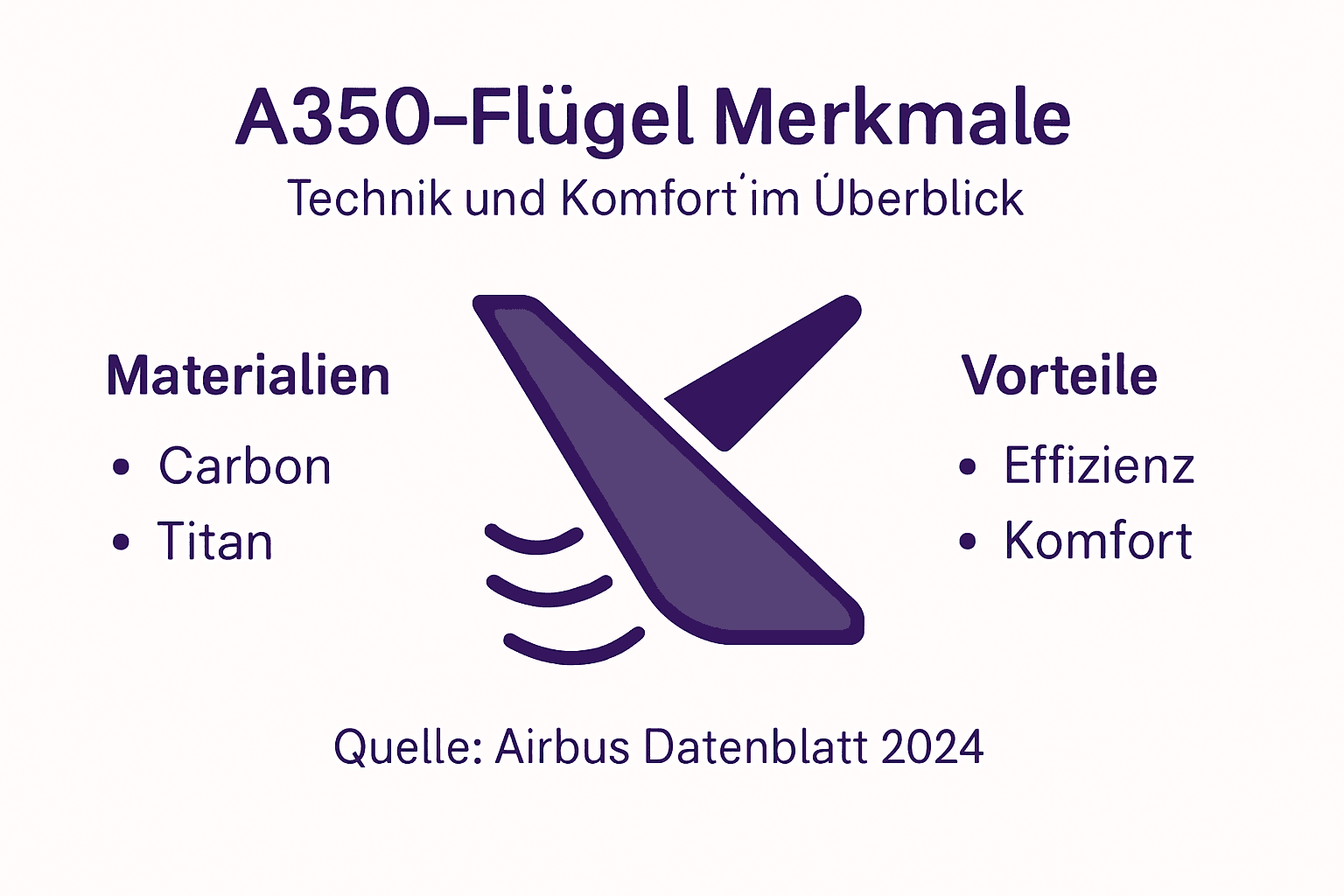 Infografik: Die innovative Flügeltechnologie des A350 und ihr Beitrag zum Reisekomfort