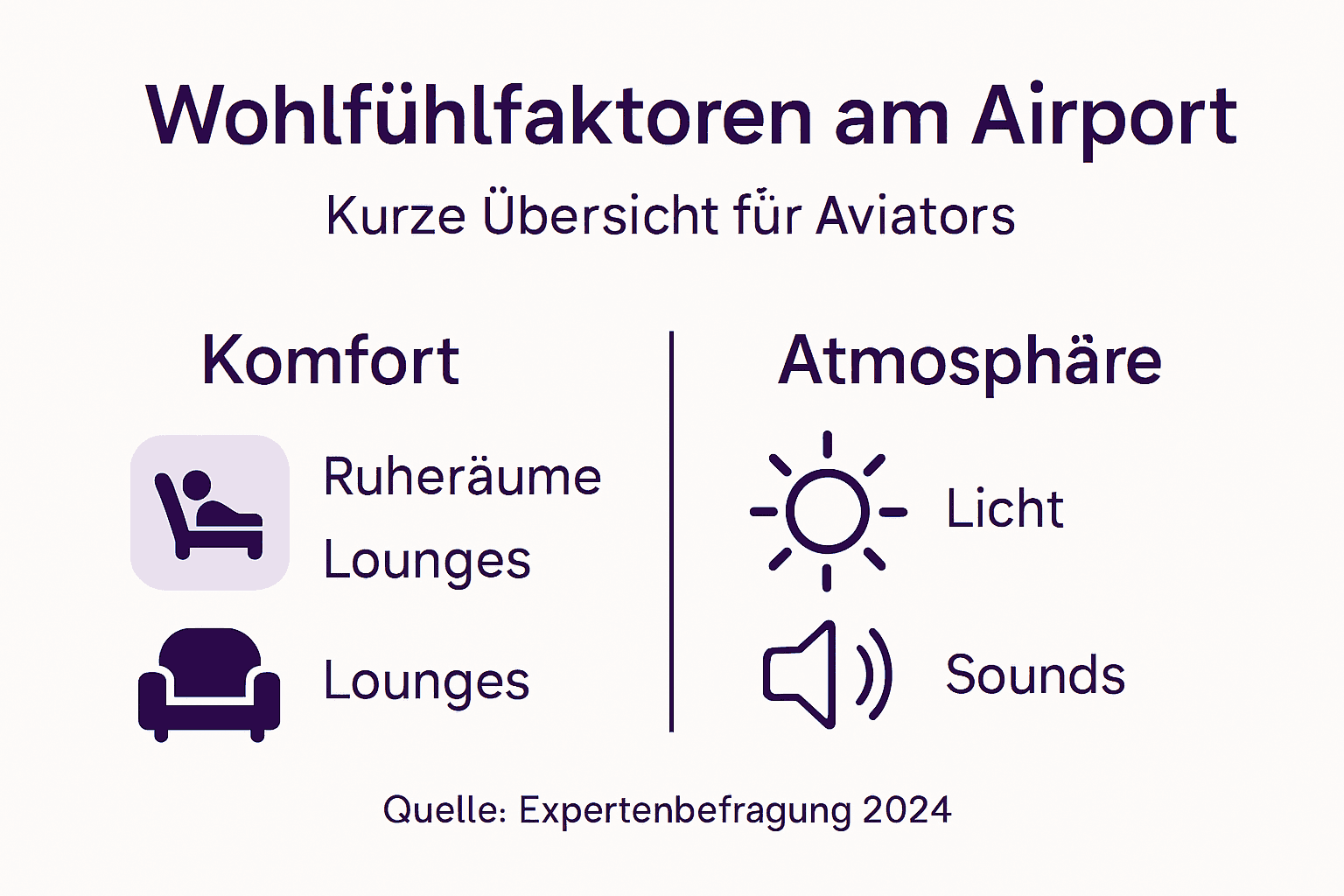 Infografik: Wohlfühlambiente und Komfort für Aviators