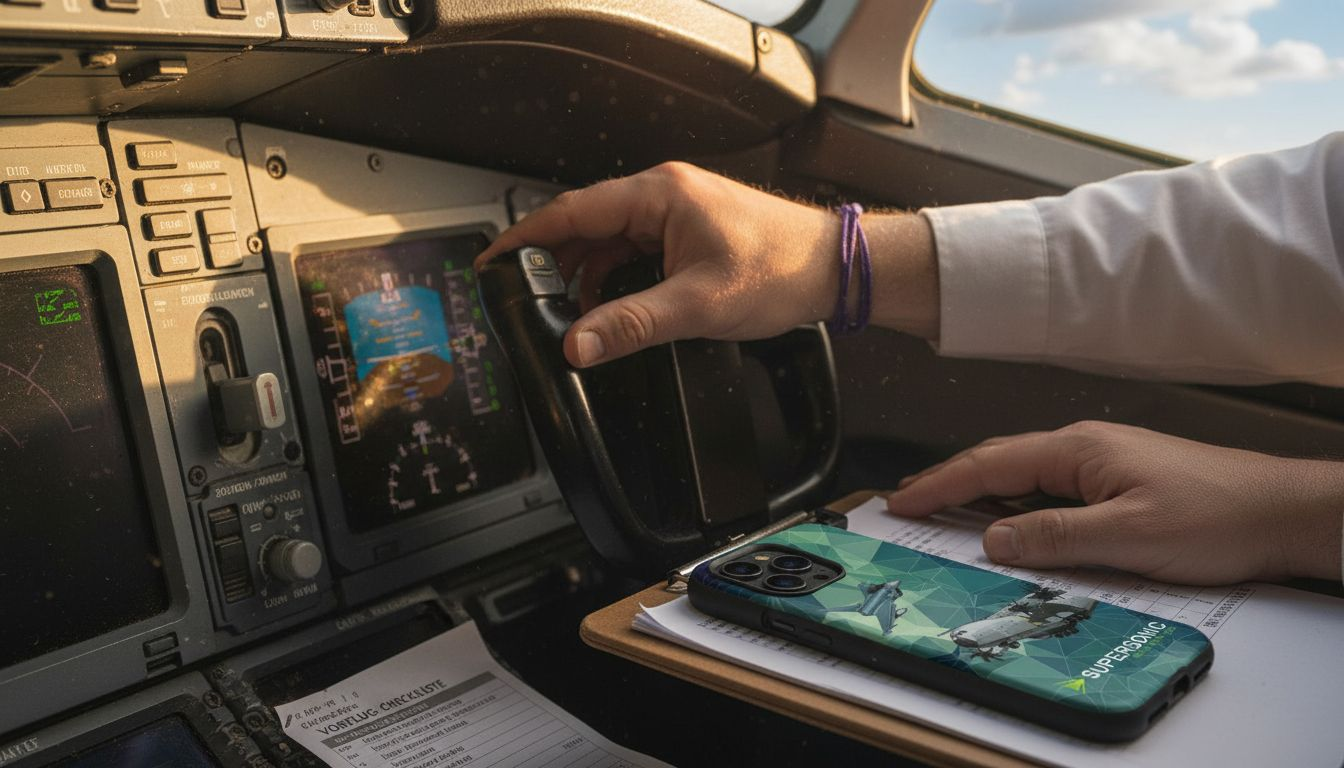 Nahaufnahme: Ein Pilot nimmt Einstellungen am Autopiloten vor