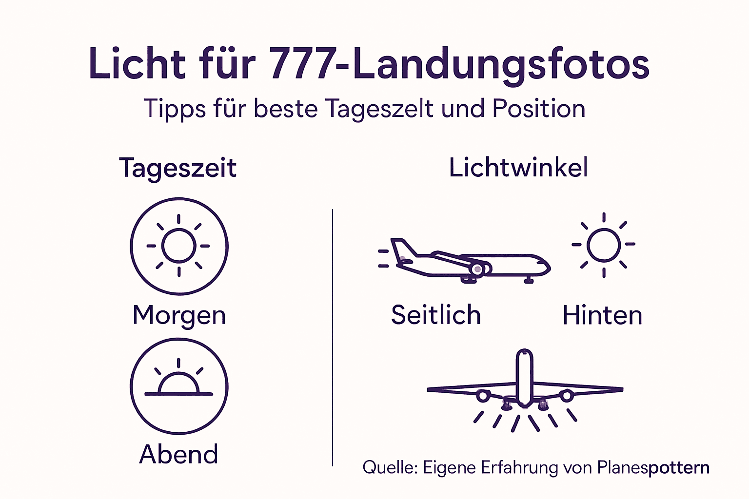 Grafik: So beeinflussen Licht und Aufnahmewinkel deine Landungsfotos