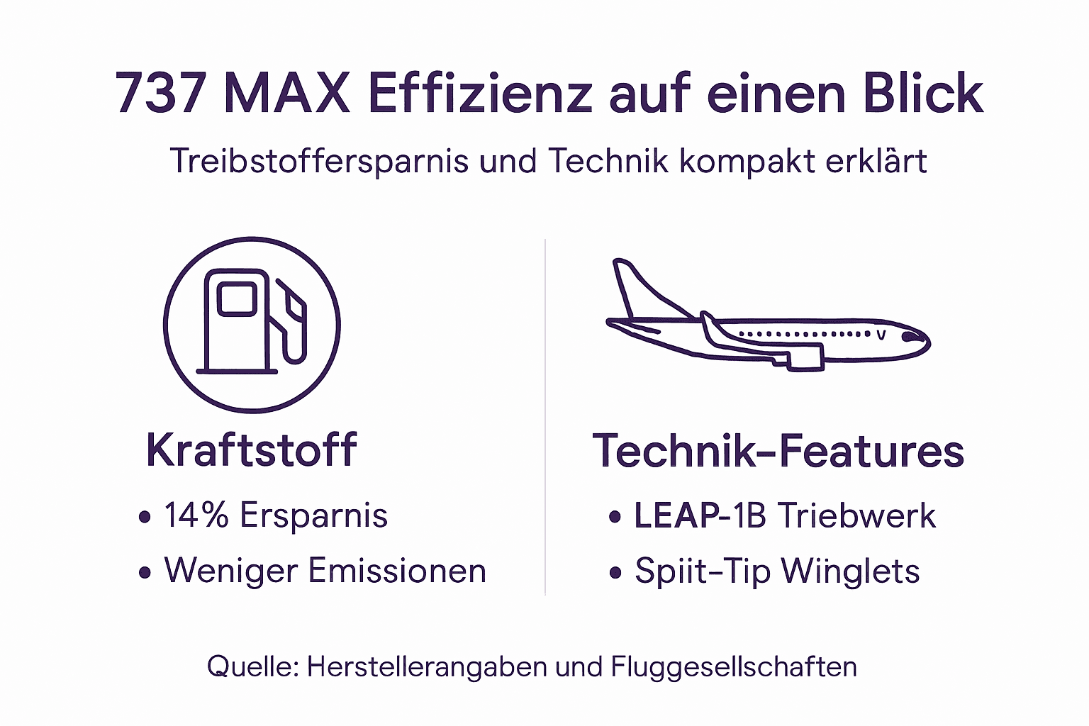 Infografik: Technik und Effizienz der Boeing 737 MAX