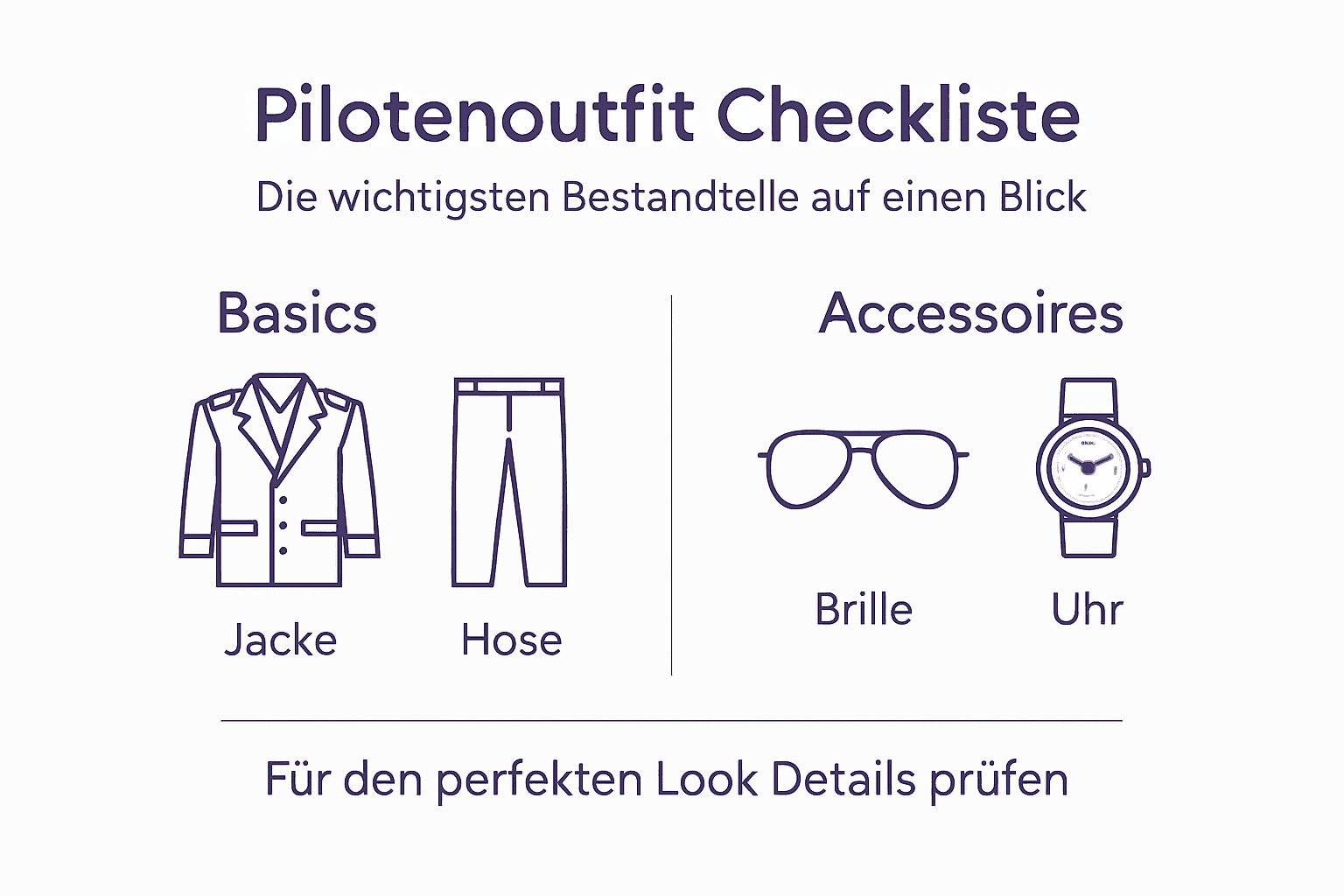 Grafik mit einer Checkliste für das perfekte Piloten-Outfit
