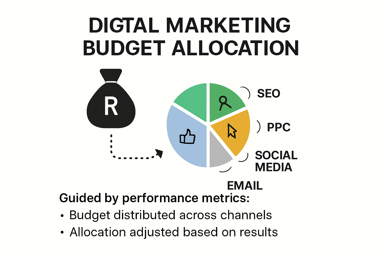 Infographic explaining digital marketing budget allocation process