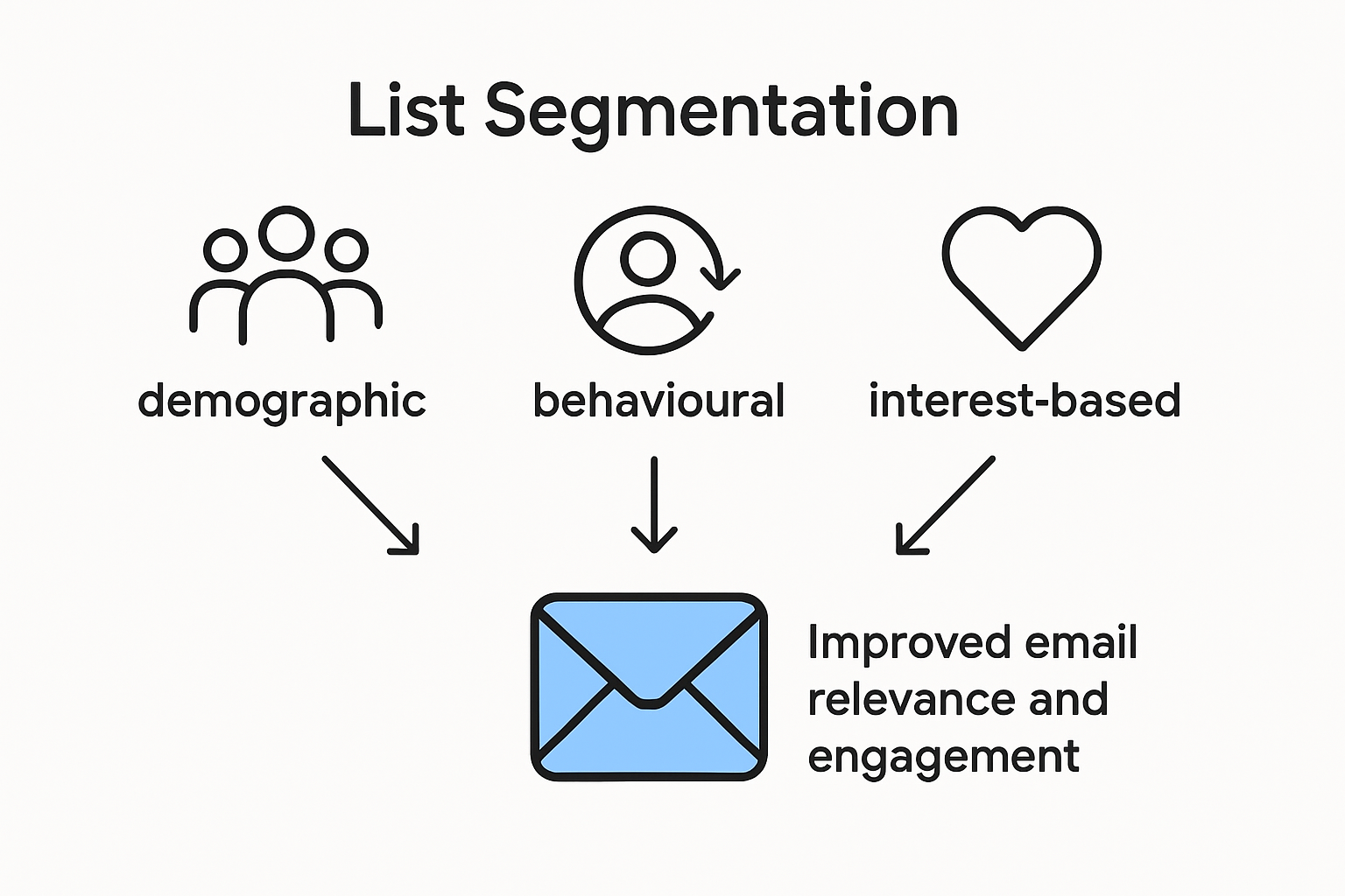 Infographic explaining key email segmentation strategies