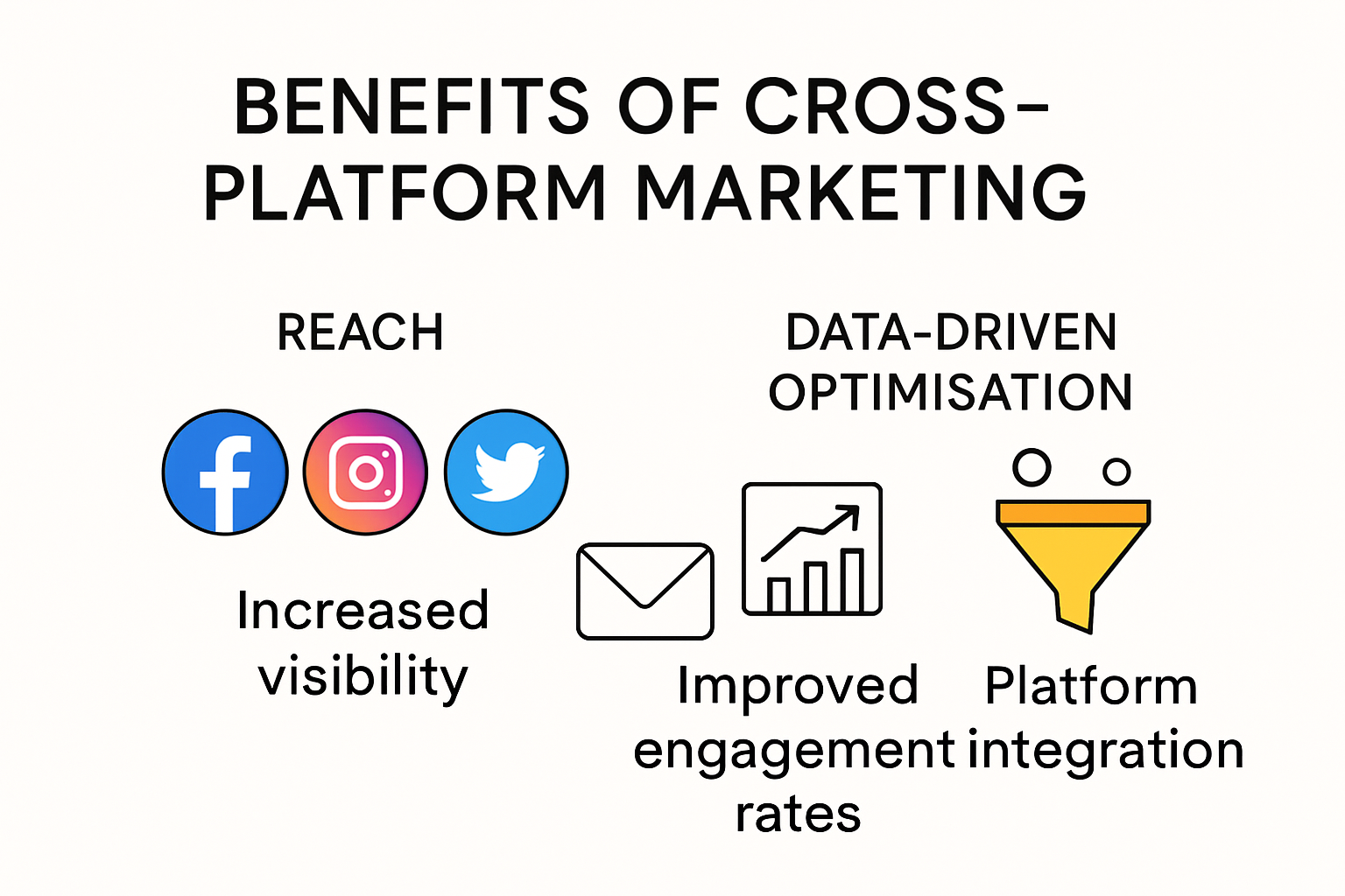 Infographic displaying key benefits of cross platform marketing for small businesses