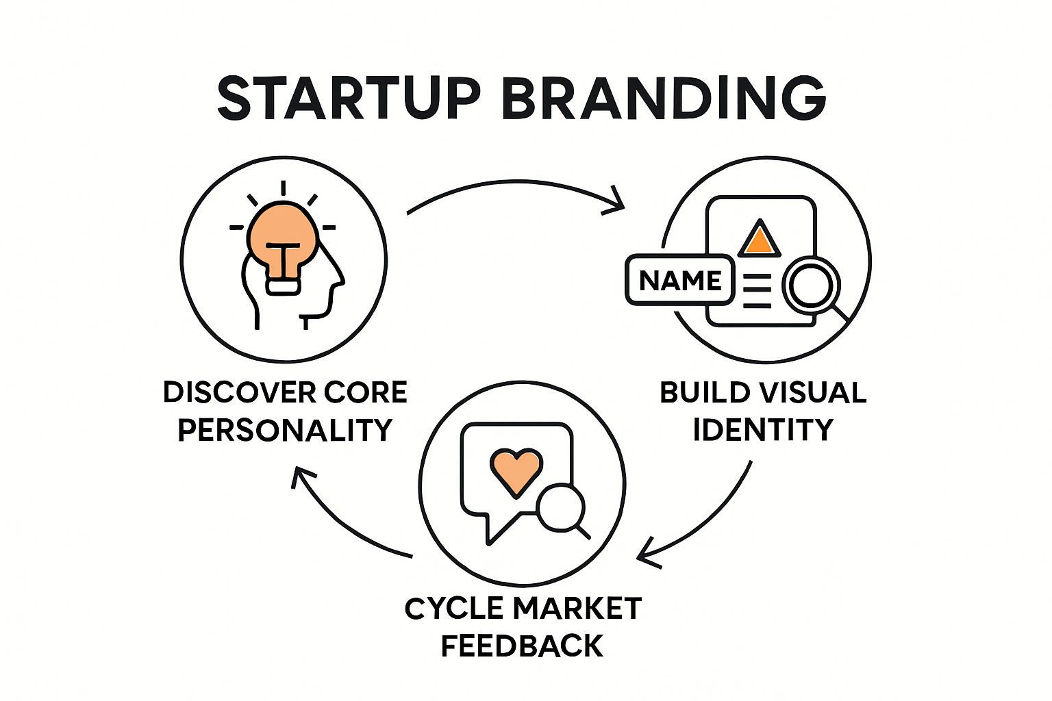 Startup branding identity development process infographic