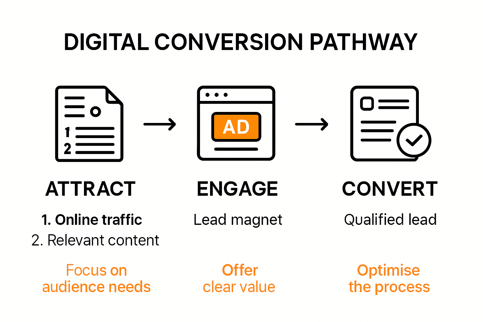 Digital conversion pathway from visitor to qualified lead