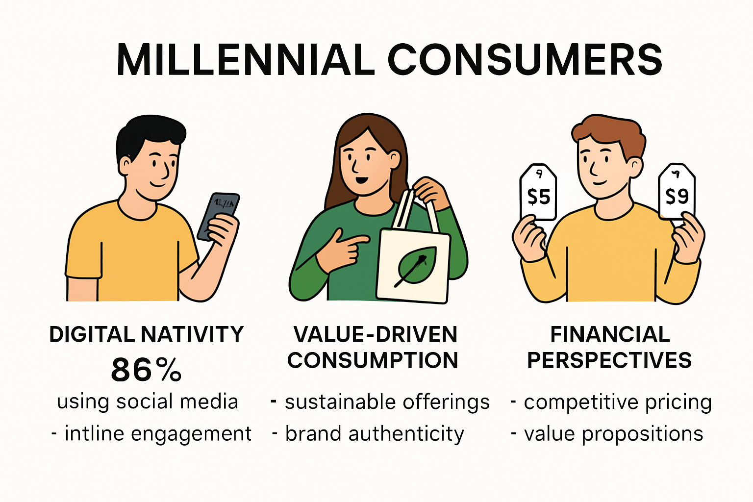 Infographic showing millennial consumer traits and impact