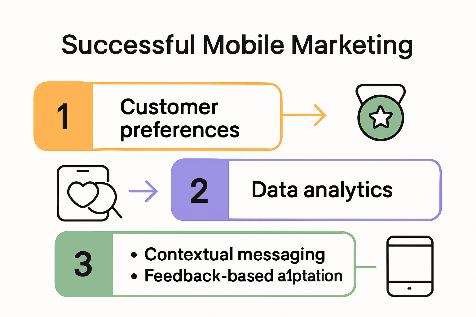 Graphic showing core elements of mobile marketing strategies
