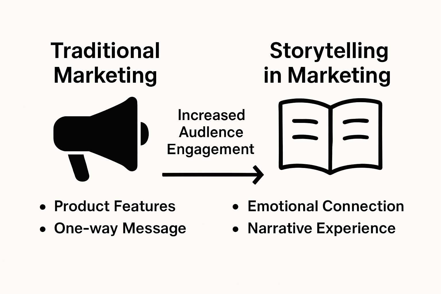 Infographic comparing traditional marketing and storytelling in marketing approaches
