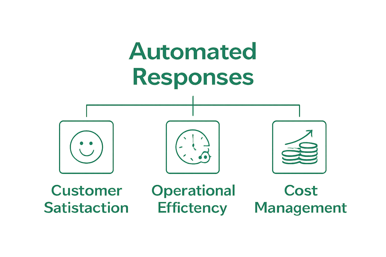 Visual infographic showing automated responses boosting satisfaction, efficiency, and cost savings