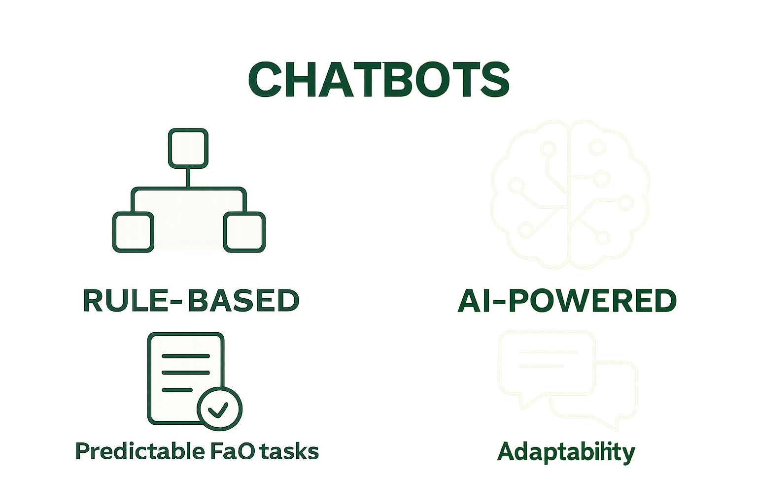 Rule-based vs AI chatbot integration comparison infographic