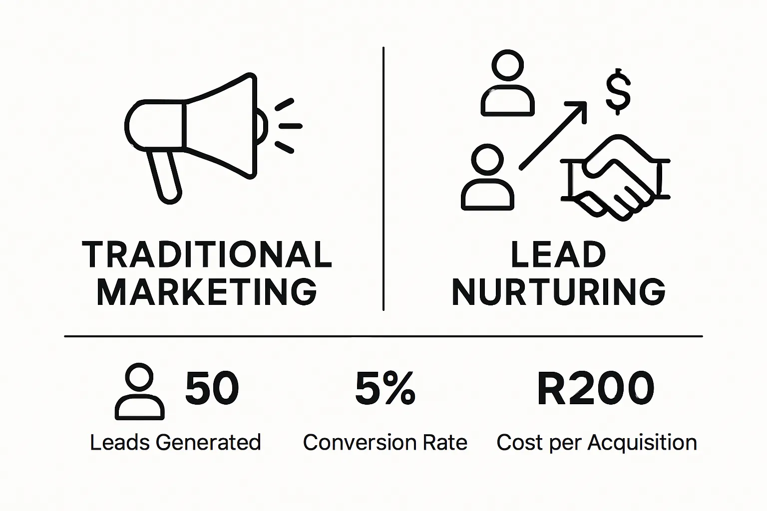 Infographic Comparing Traditional Marketing and Lead Nurturing Metrics