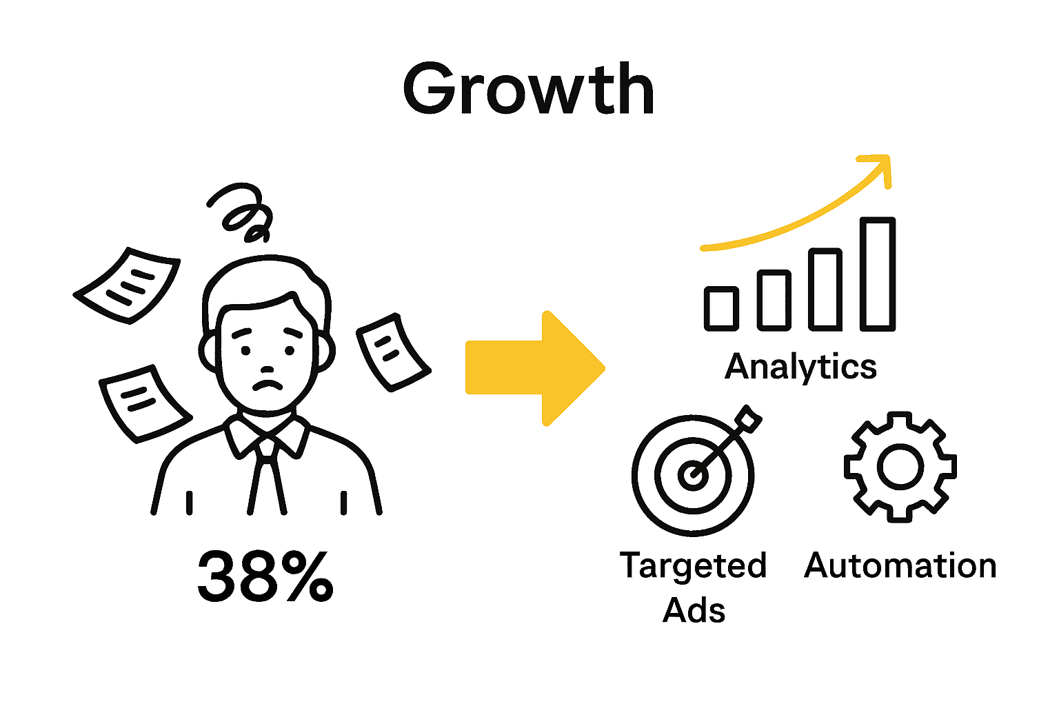 Infographic comparing businesses with low versus high digital marketing usage.