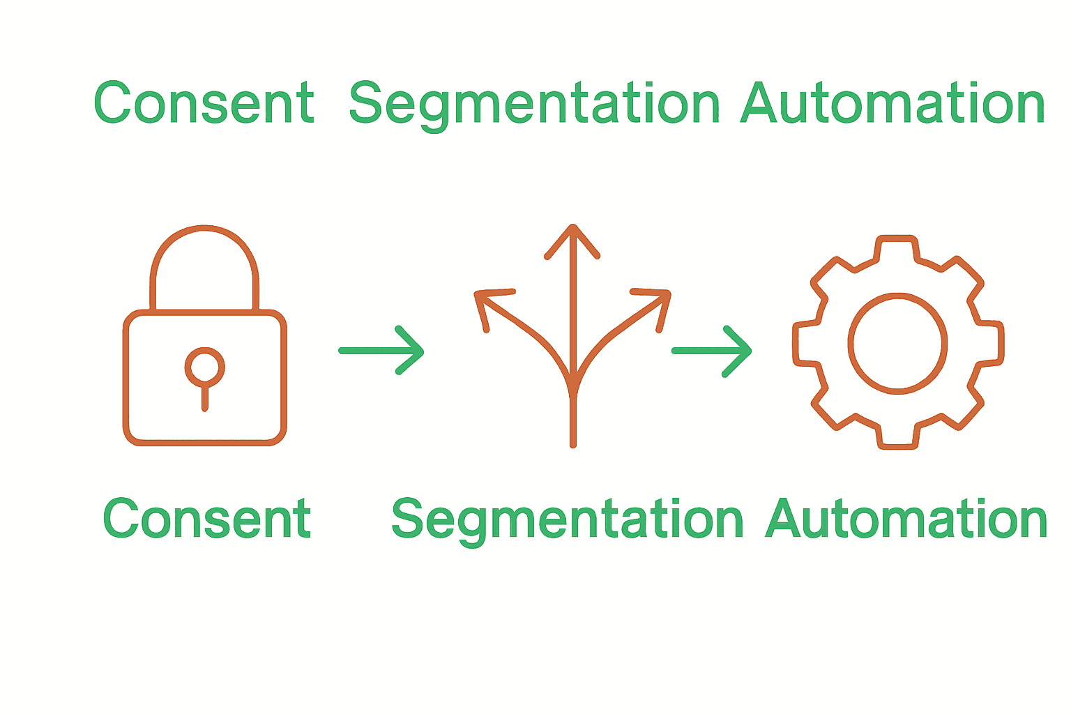 Infographic displaying WhatsApp consent, segmentation, automation process