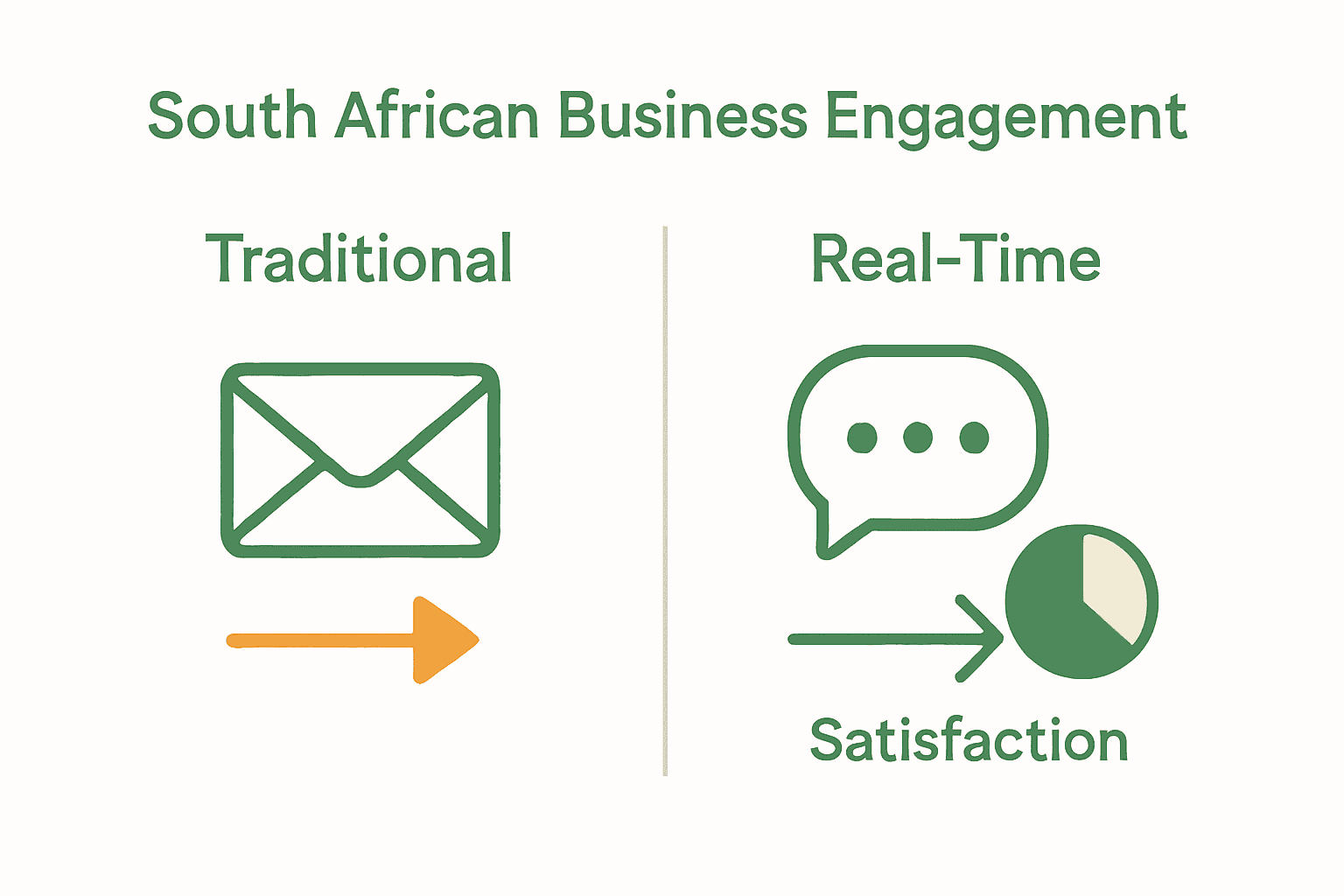 Infographic comparing traditional and real-time business engagement with icons and response time arrows