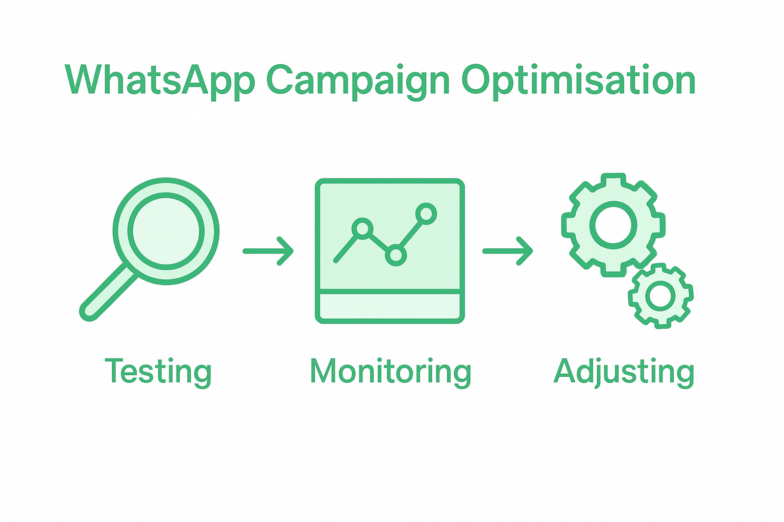 Infographic showing WhatsApp campaign optimization process