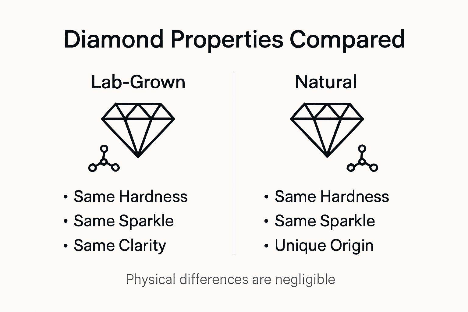 Infographic comparing diamond physical properties