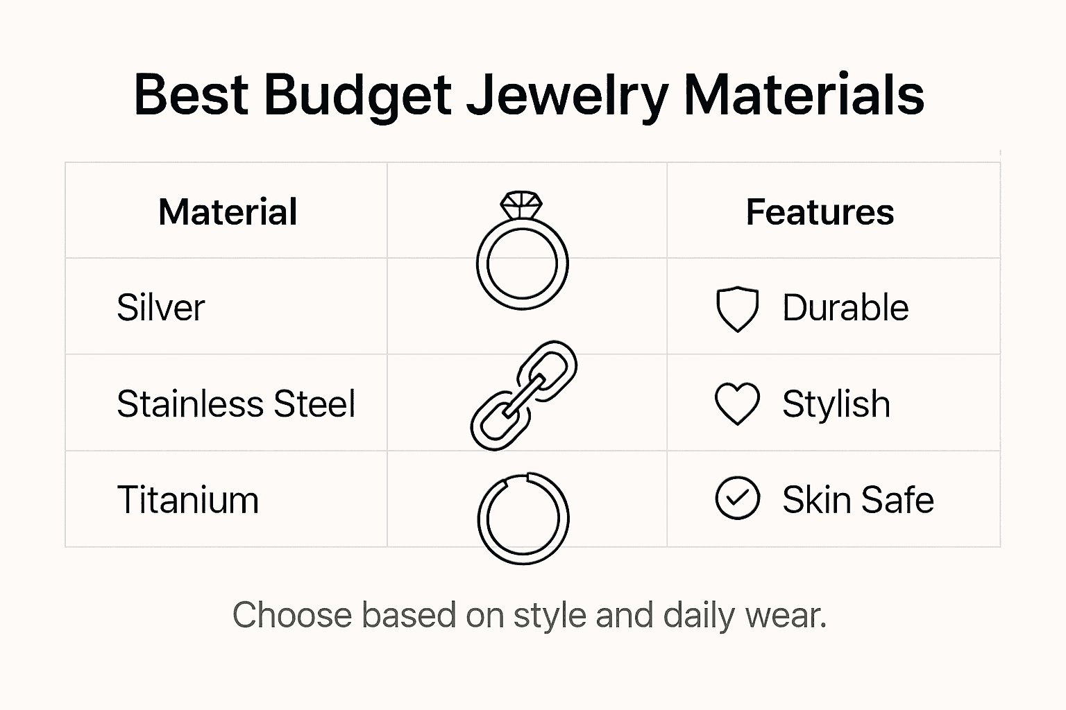 Infographic compares jewelry material options