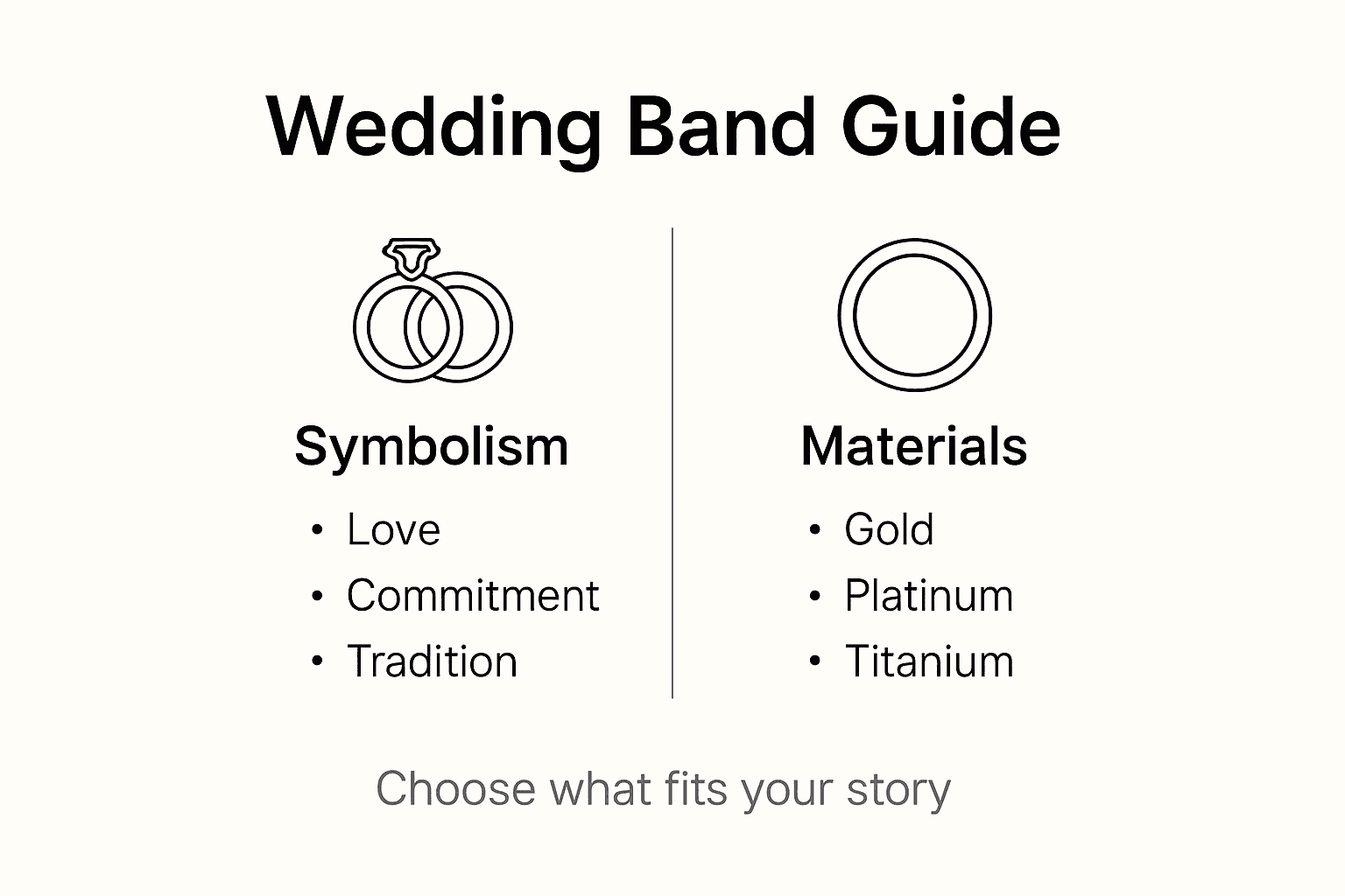 Infographic on wedding band symbolism and materials