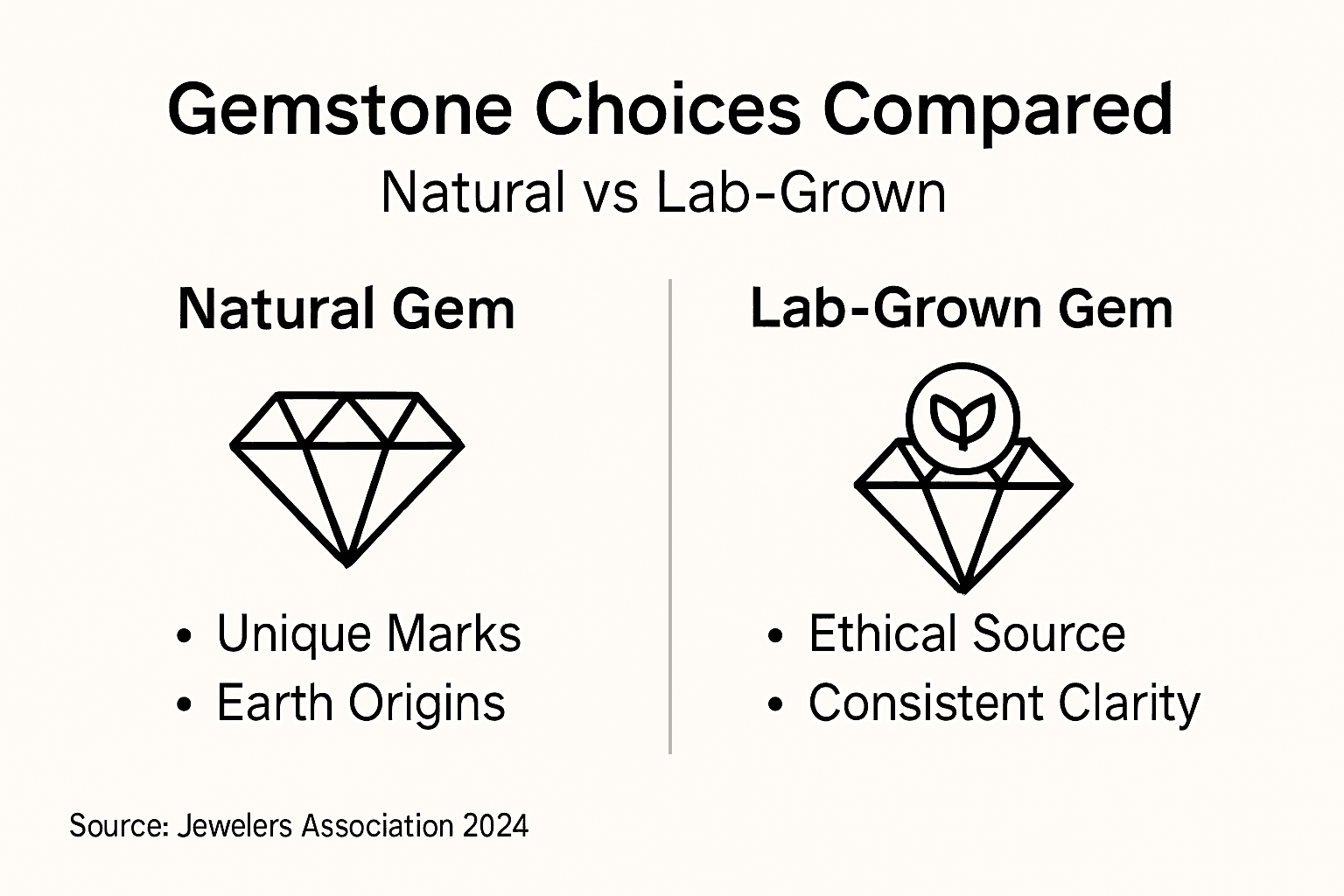 Infographic comparing natural and lab-grown gemstones