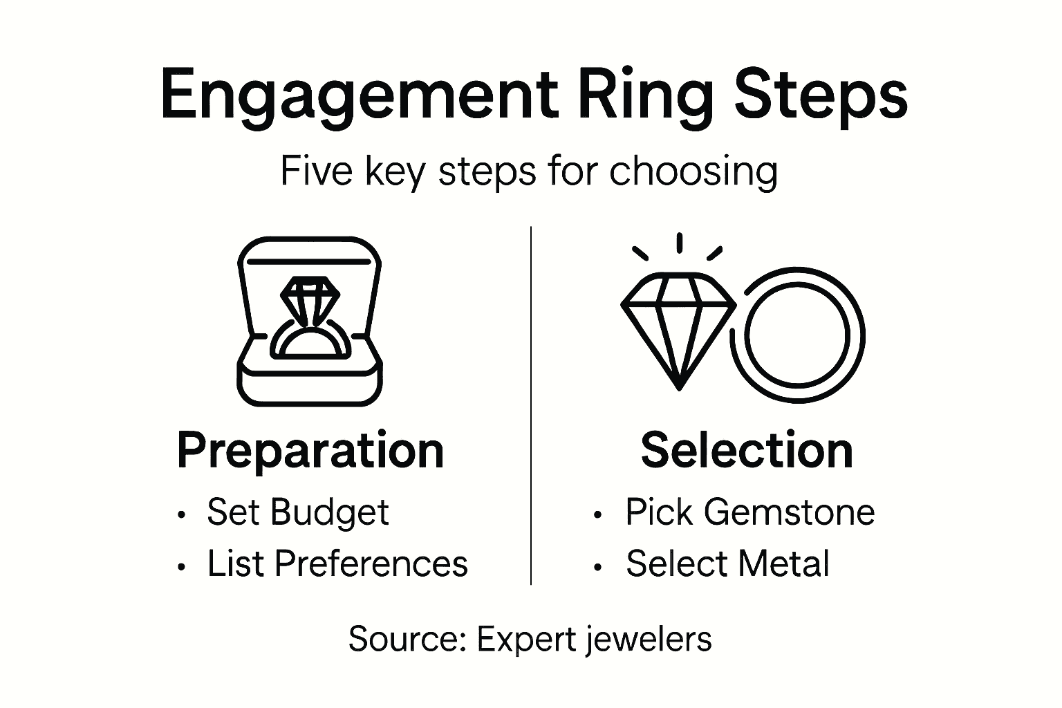 Infographic five engagement ring choosing steps