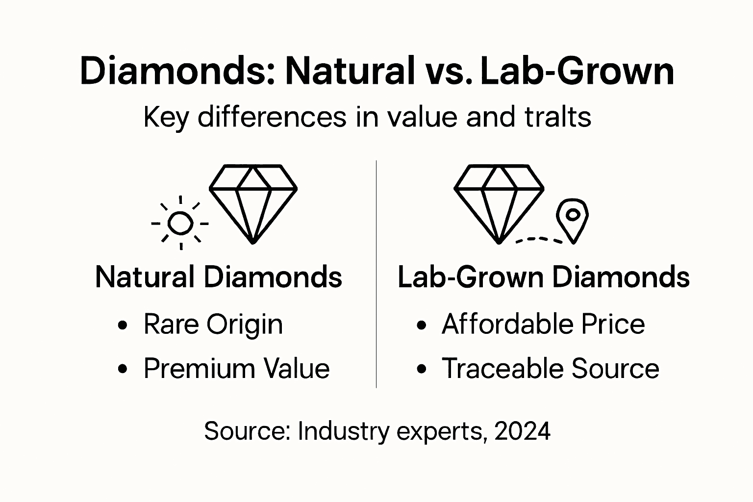 Infographic comparing natural and lab-grown diamonds