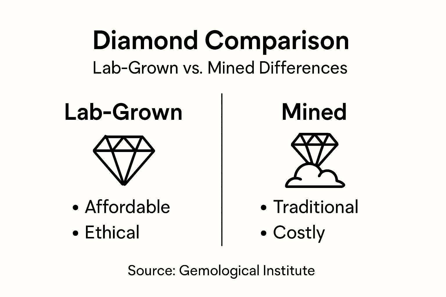 Infographic comparing lab-grown and mined diamonds