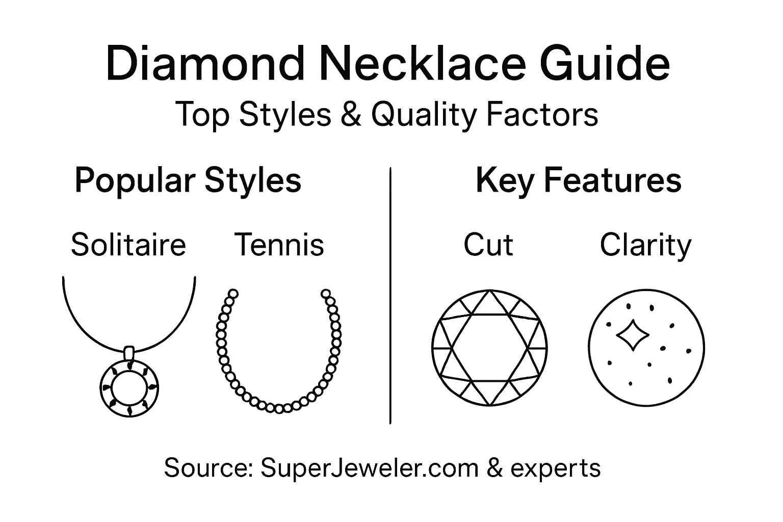 Infographic of diamond necklace styles and quality