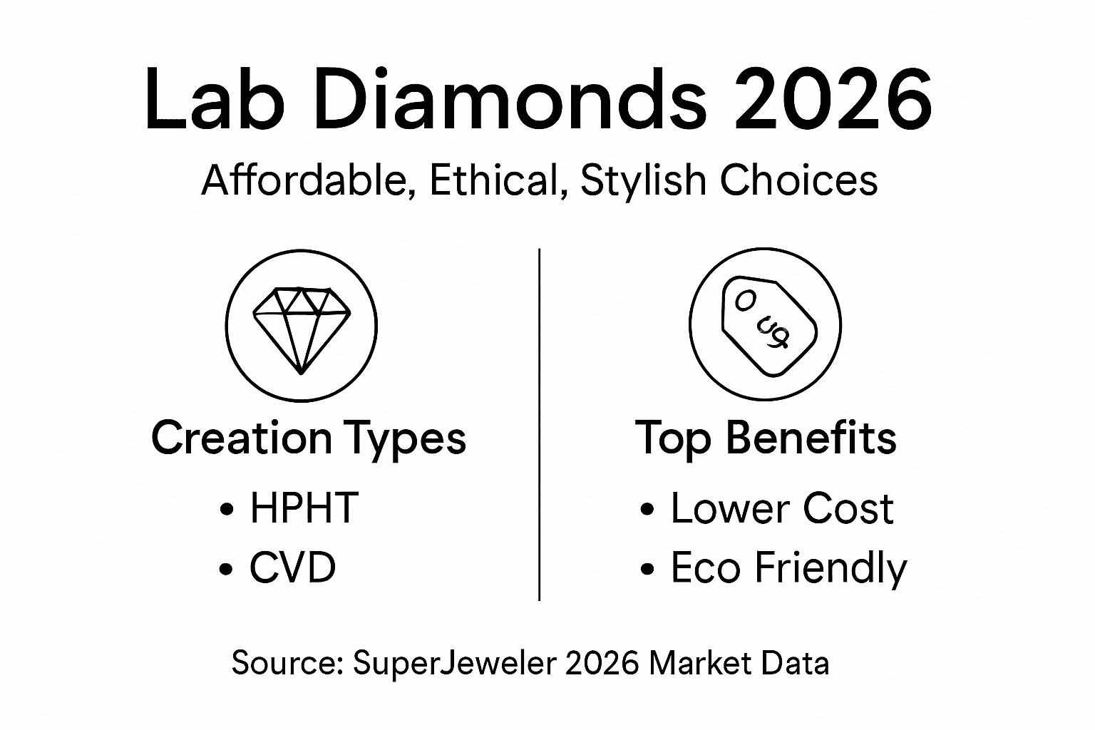 Infographic showing lab diamond creation and benefits