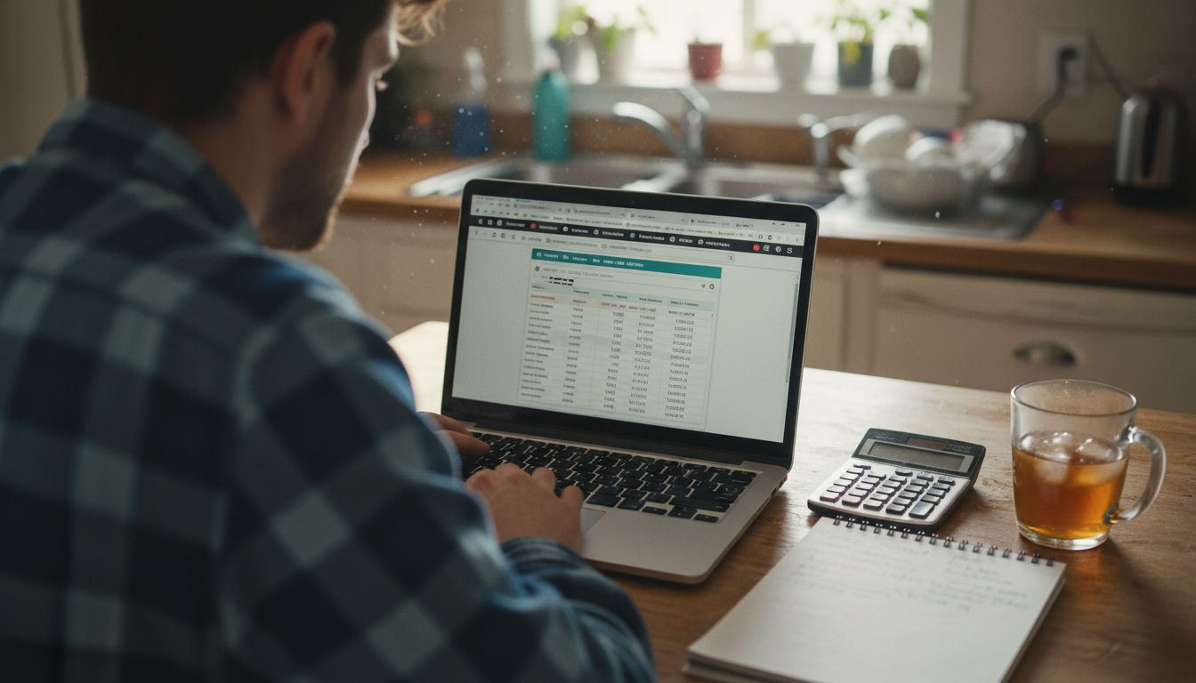 Person researching diamond pricing on laptop