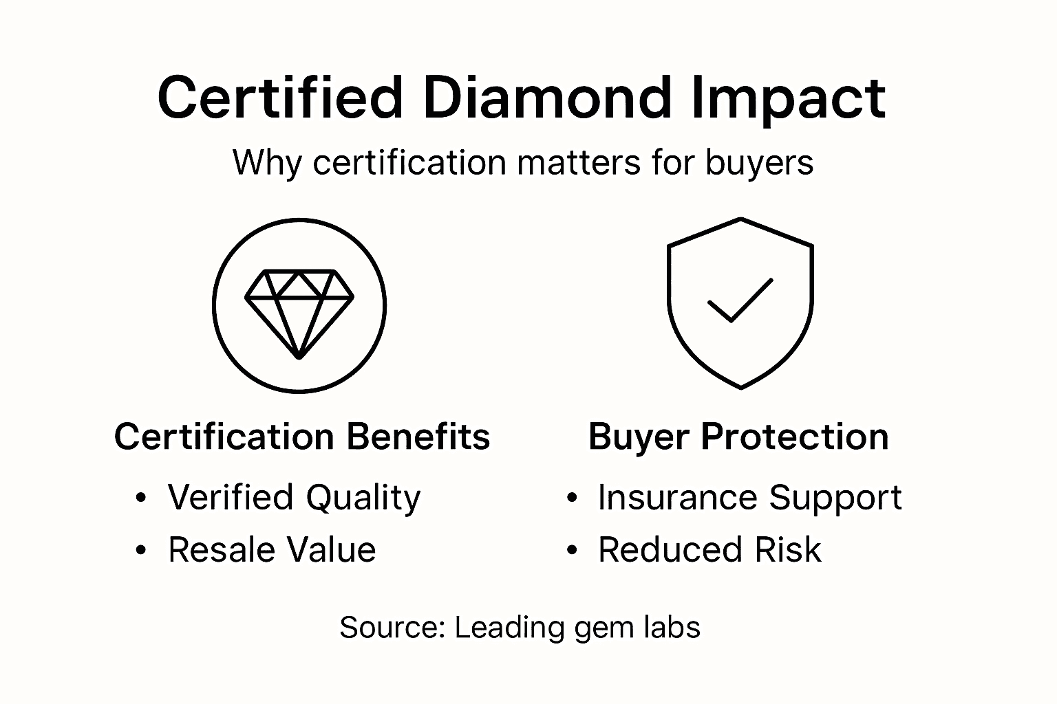 Infographic showing certified diamond benefits and risks