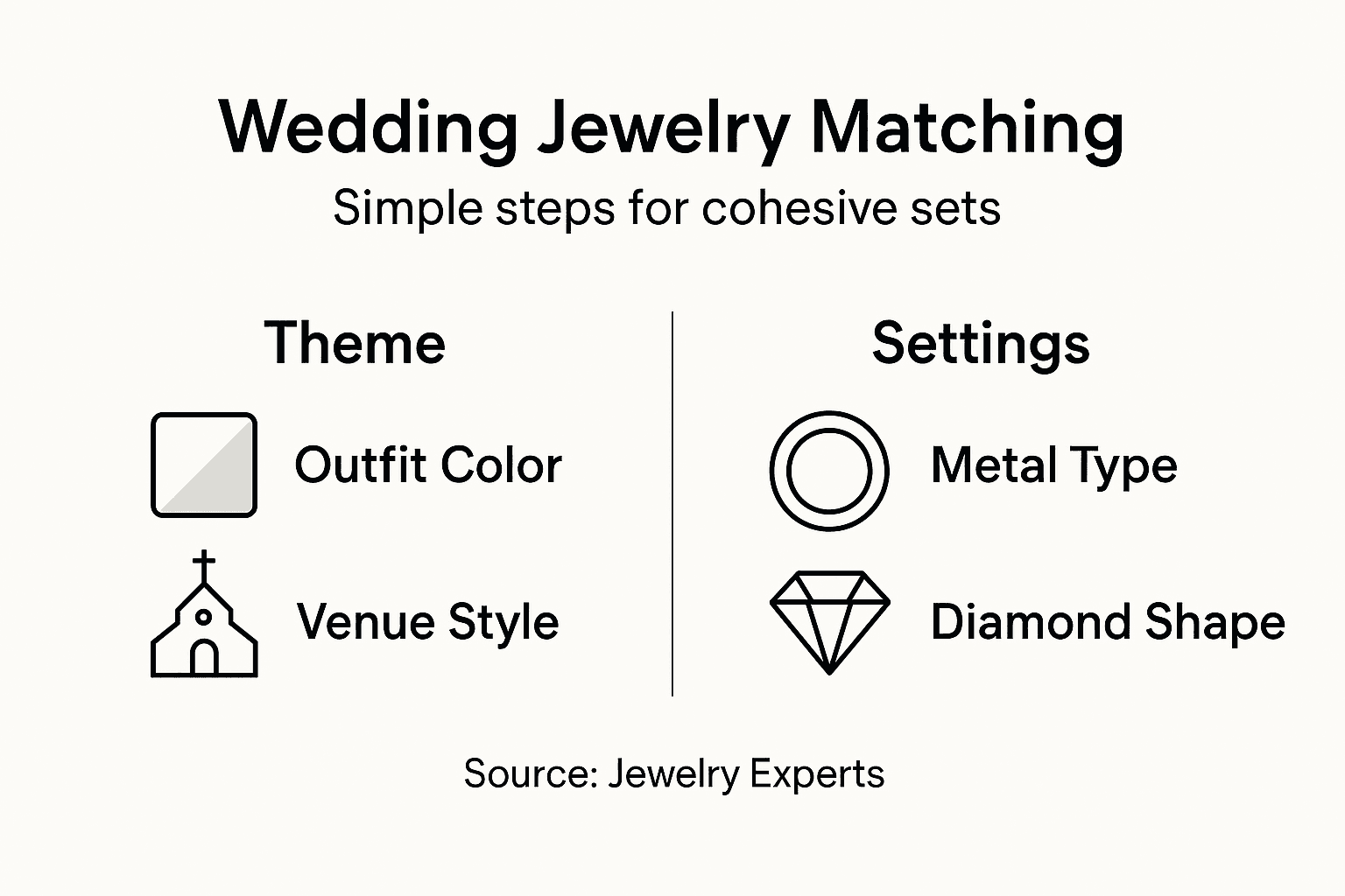 Infographic showing diamond jewelry matching steps