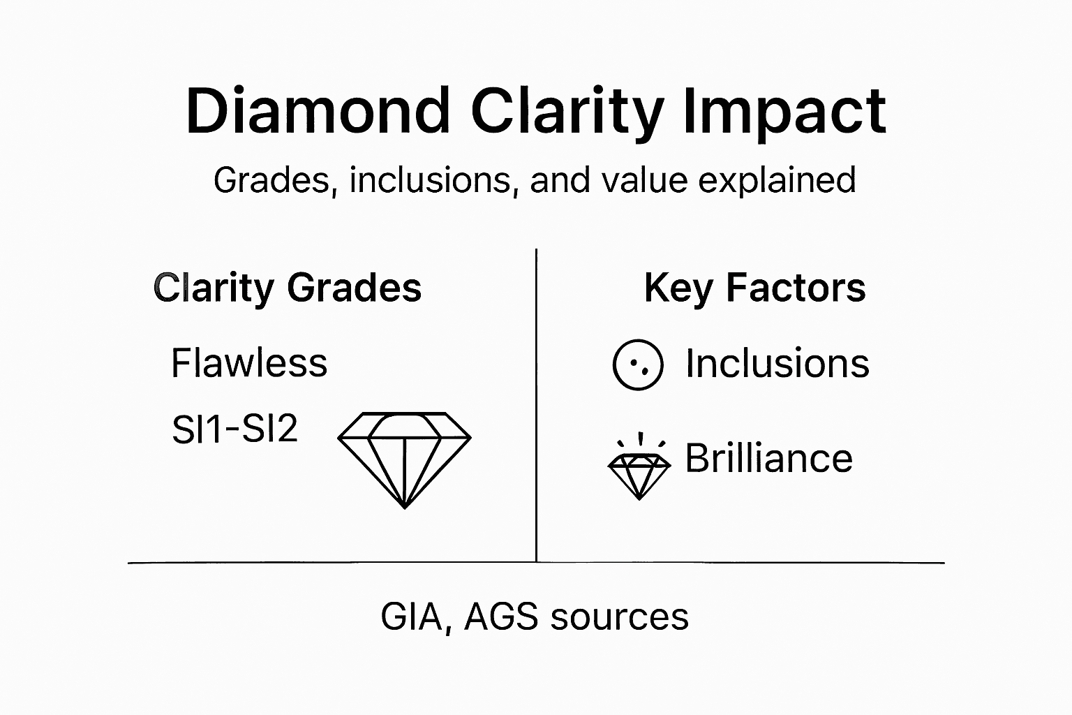 Infographic showing diamond clarity impact overview