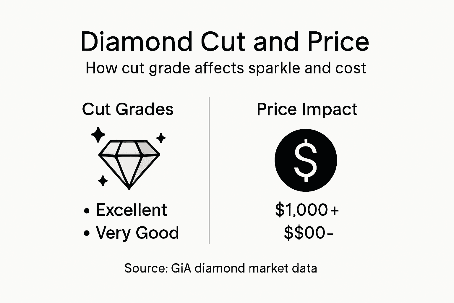 Infographic showing diamond cut and price impact