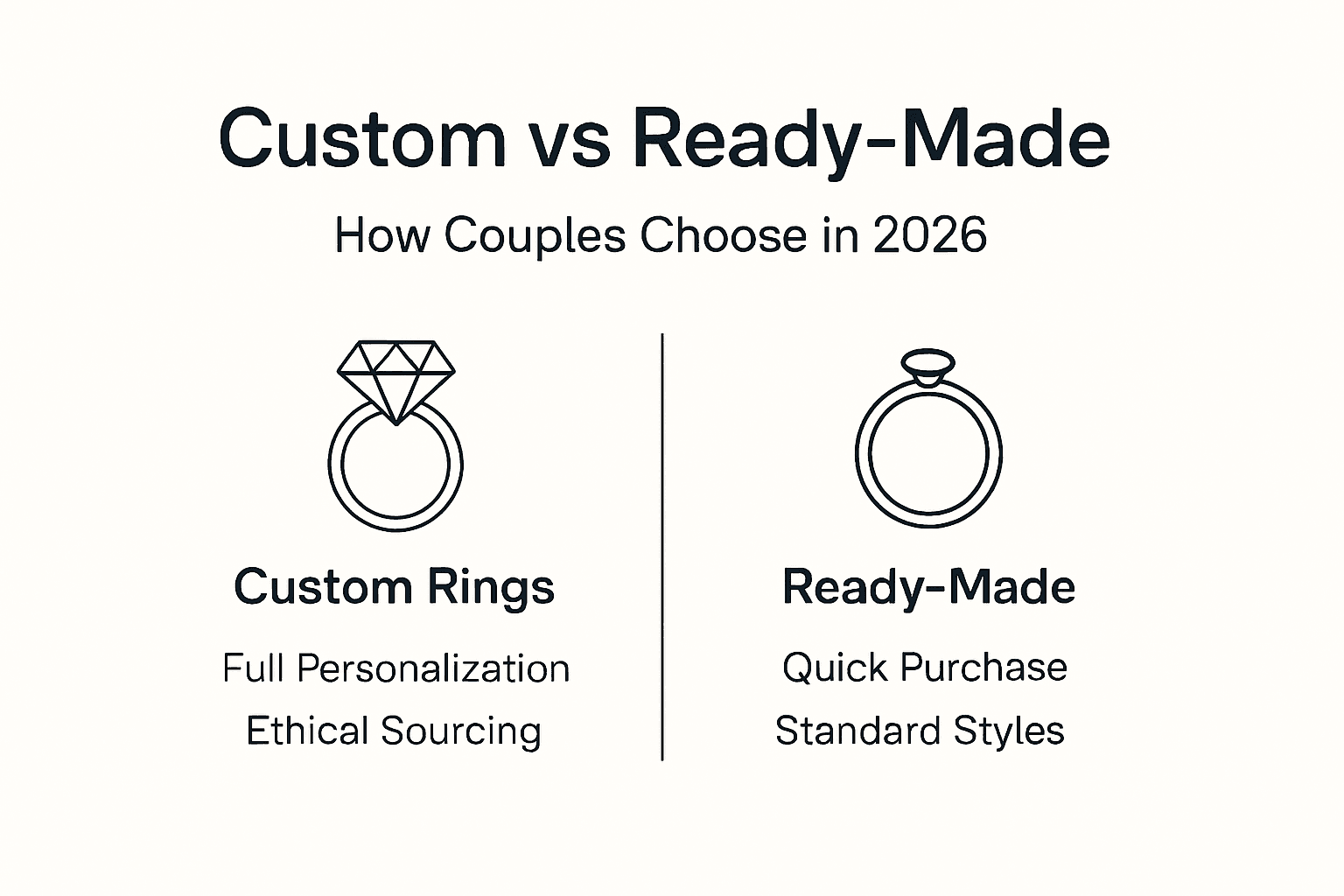 Infographic comparing custom and ready-made rings