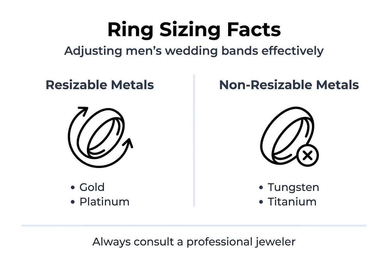 Infographic showing metals that can or cannot be resized
