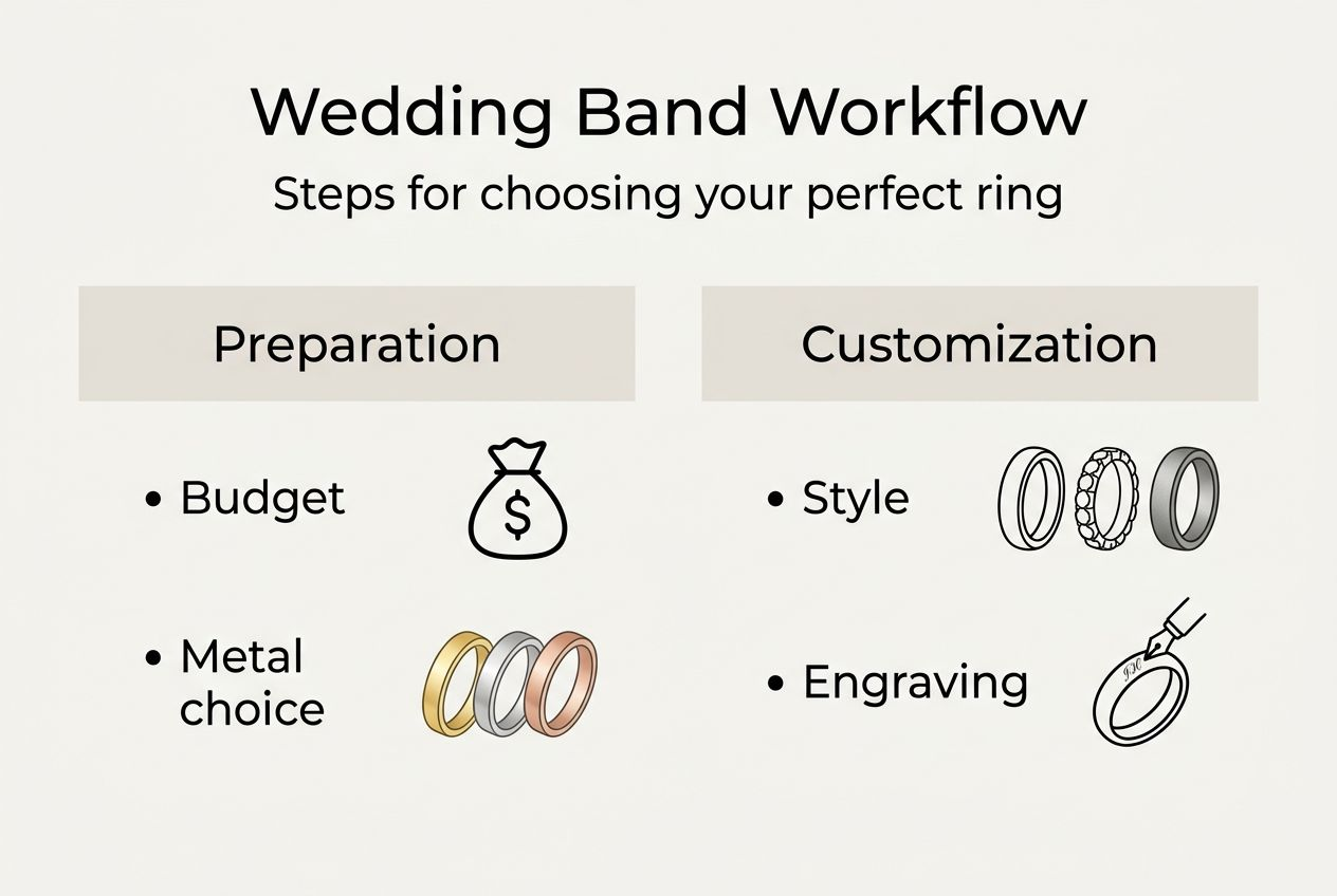 Infographic of wedding band buying steps