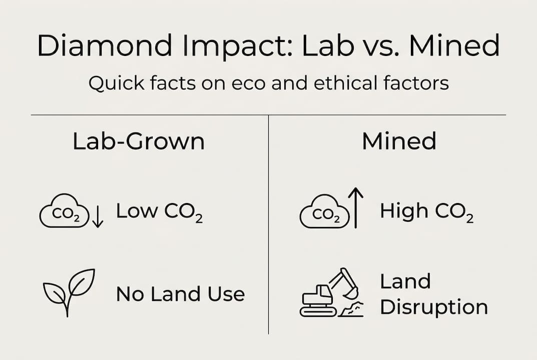Infographic comparing lab-grown and mined diamonds