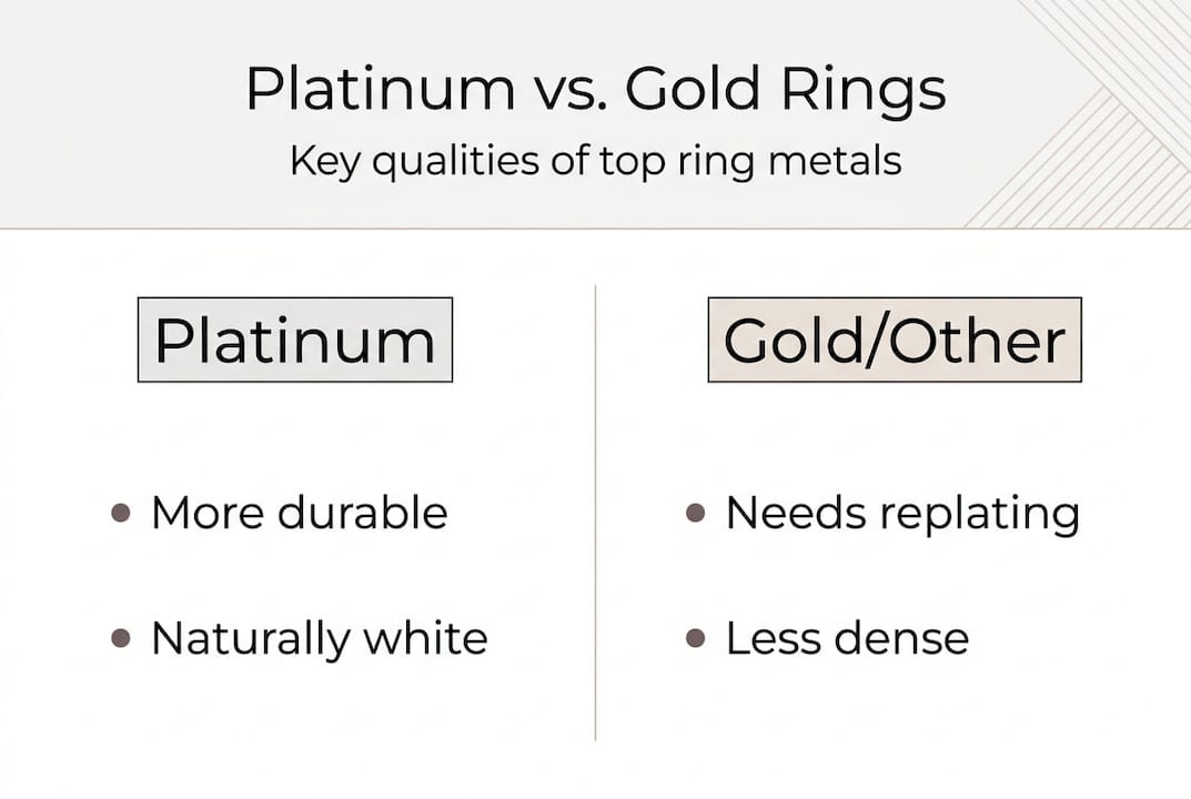 Infographic platinum versus gold ring qualities