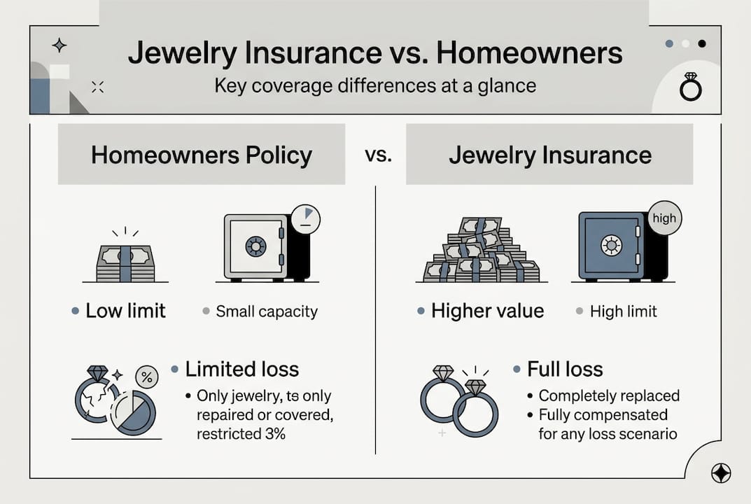 Infographic comparing jewelry and home insurance