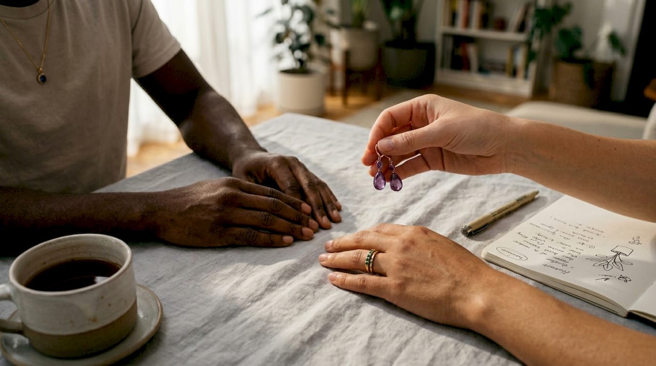 Hands showing affordable gemstone jewelry styles