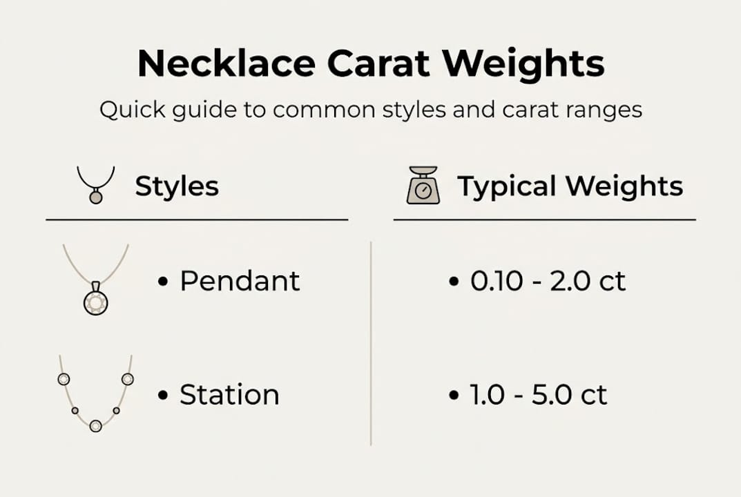 Infographic showing necklace carat weights and styles