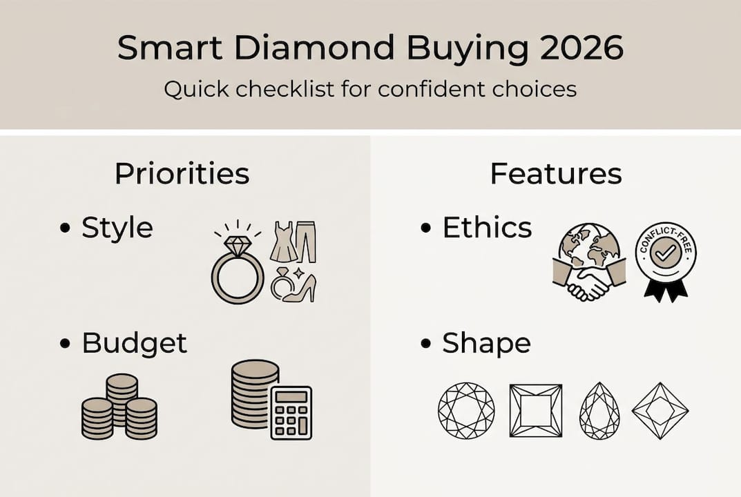 Infographic showing diamond buying checklist