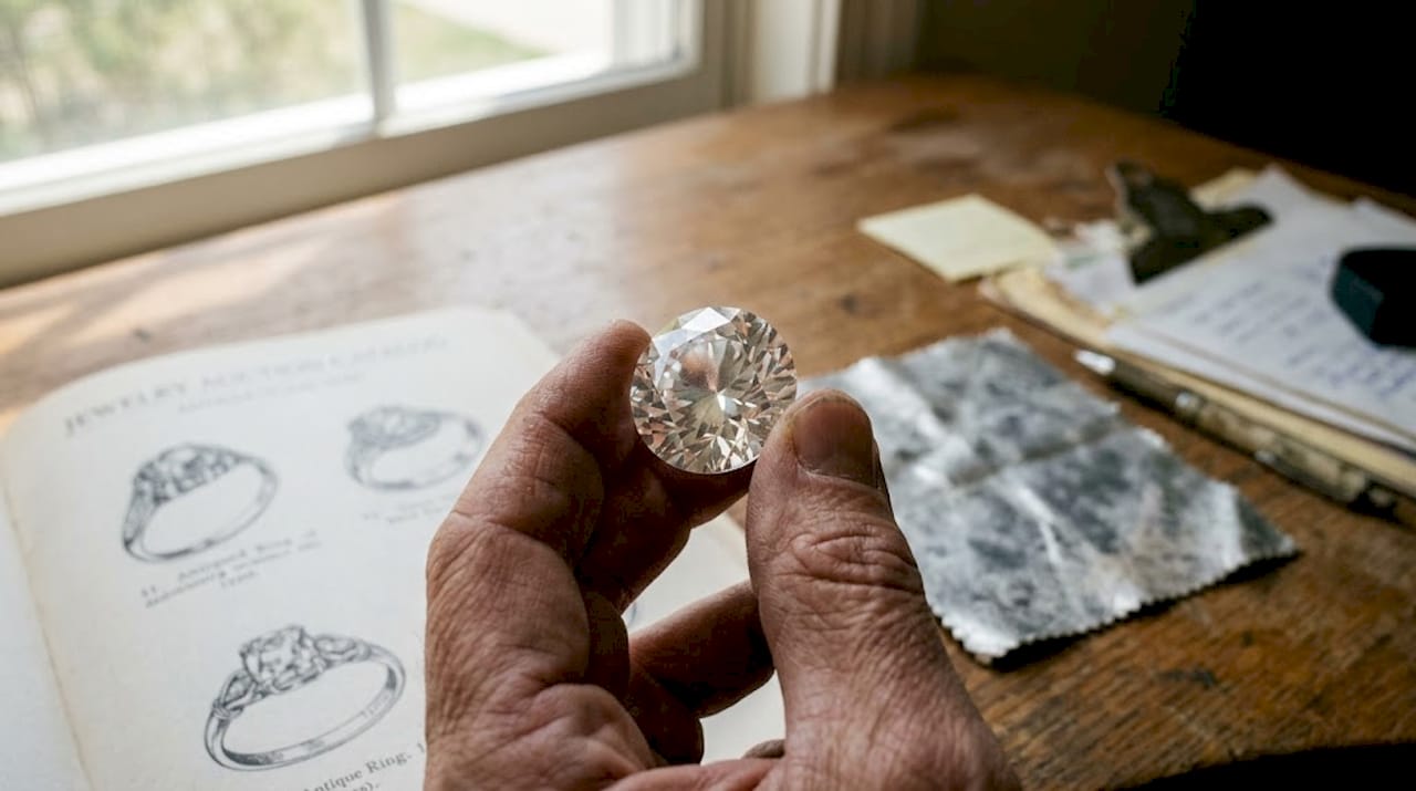 Close-up diamond facets reflecting light