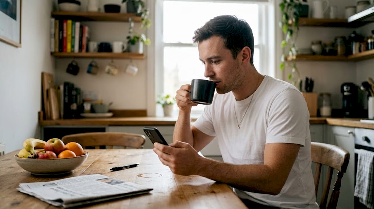 Man wearing diamond necklace with casual outfit